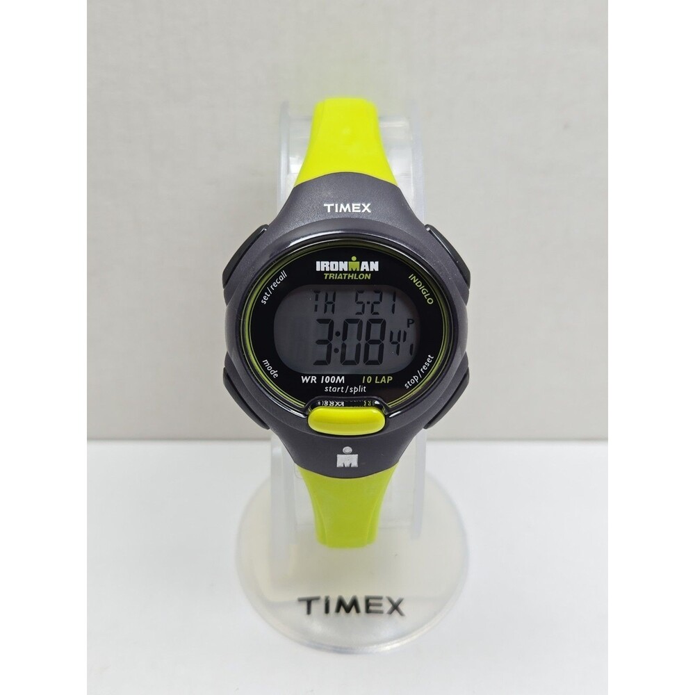 Timex Ironman Triathlon T5K527 Womens 10 Lap Navy Lime Watch WR100M New Battery